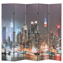 vidaXL Skladací paraván 200x170 cm, potlač nočného New Yorku