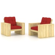 vidaXL Záhradné stoličky 2 ks a červené vankúše impregnovaná borovica - cena, srovnání