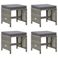 vidaXL Záhradné stoličky 4 ks s podložkami polyratan sivé - cena, srovnání