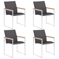 vidaXL Záhradné stoličky 4 ks, textilén a nehrdzavejúca oceľ, sivé - cena, srovnání