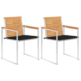 vidaXL Záhradné stoličky so sedákmi 2 ks masívne teakové drevo a oceľ