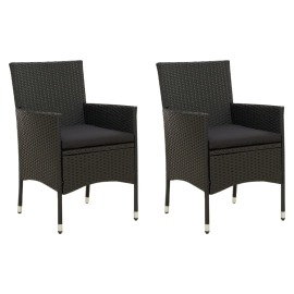 vidaXL Záhradné stoličky so sedákmi 2 ks polyratanové čierne
