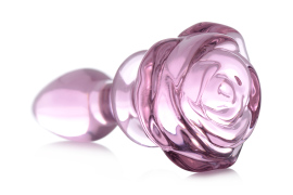 Booty Sparks Pink Rose Glass Anal Plug Small