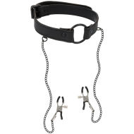 Fetish Submissive O Ring Gag & Nipple Clips Vegan Leather - cena, srovnání