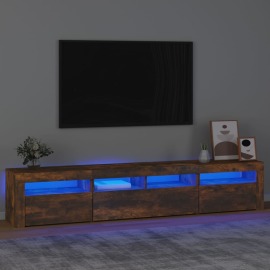 vidaXL TV skrinka s LED svetlami dymový dub 210x35x40 cm