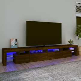 vidaXL TV skrinka s LED svetlami hnedý dub 280x36,5x40 cm