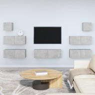 vidaXL 7-dielna súprava TV skriniek betónovosivá spracované drevo - cena, srovnání