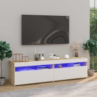 vidaXL TV skrinky 2 ks s LED svetlami biela a dub sonoma 75x35x40 cm - cena, srovnání