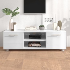 vidaXL TV stolík lesklý biely 110x40x35 cm spracované drevo
