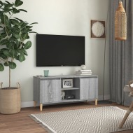 vidaXL TV stolík nožičky z masívneho dreva sivý sonoma 103,5x35x50cm - cena, srovnání