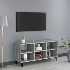 vidaXL TV stolík s kovovými nohami sivý sonoma 103,5x30x50 cm