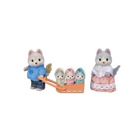 Sylvanian Rodina Husky s trojčatami