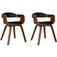 Shumee  Jedálenské stoličky 2 ks čierne ohýbané drevo a umelá koža, 3092377 - cena, srovnání