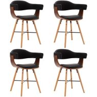 Shumee  Jedálenské stoličky 4 ks čierne umelá koža a ohýbané drevo (279491) - cena, srovnání