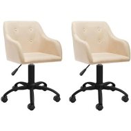 Shumee  Otočné jedálenské stoličky 2 ks krémové textil, 330381 - cena, srovnání