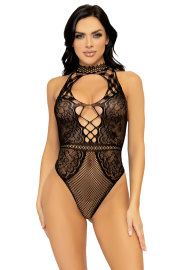 Leg Avenue Net and Lace Keyhole Bodysuit