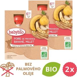 Babybio Hruška, banán a proso 2x 4x90g