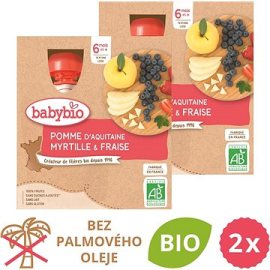 Babybio Jablko, čučoriedky a jahody 2x 4x90g