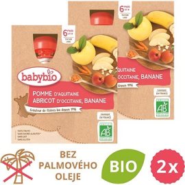 Babybio jablko, marhuľa a banán 2x 4x90g