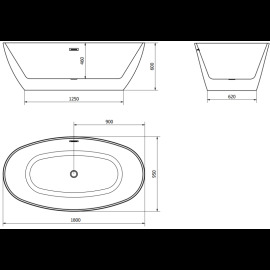 Mexen Eris vaňa 180x95cm 53441809575-G