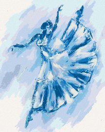 Zuty Abstraktná modrá baletka, 80x100cm bez rámu a bez vypnutia plátna