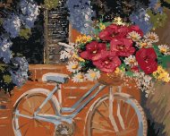 Zuty Bicykel s kyticou kvetov, 80x100cm plátno napnuté na rám - cena, srovnání