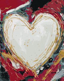 Zuty Biele srdce na farebnom pozadí II (Haley Bush), 80x100cm plátno napnuté na rám