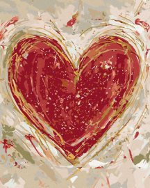 Zuty Červené srdce na béžovom pozadí (Haley Bush), 80x100cm bez rámu a bez vypnutia plátna