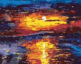 Zuty Farebný západ slnka, 80x100cm plátno napnuté na rám