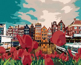 Zuty Maľovanie podľa čísel Tulipány v Amsterdame, 80x100cm napnuté plátno na rám