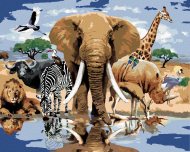 Zuty Maľovanie podľa čísel Zvieratá pri oáze Afrika (Howard Robinson), 80x100cm napnuté plátno na rám - cena, srovnání