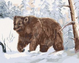 Zuty Medveď v zasneženom lese, 80x100cm plátno napnuté na rám