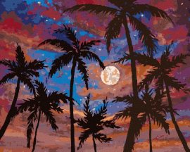 Zuty Mesiac medzi palmami, 80x100cm bez rámu a bez napnutia plátna