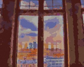 Zuty New York za oknami, 80x100cm plátno napnuté na rám