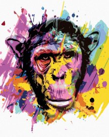 Zuty Opica na farebnom pozadí, 80x100cm plátno napnuté na rám