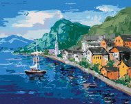 Zuty Pobrežie pri Hallstatt v Rakúsku, 80x100cm plátno napnuté na rám - cena, srovnání