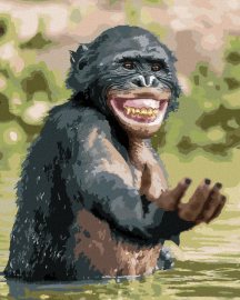 Zuty Šťastný šimpanz, 80x100cm bez rámu a bez napnutia plátna