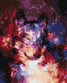 Zuty Abstraktný vlk vo vesmíre, 40x50cm vypnuté plátno na rám
