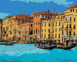 Zuty Benátky s turistami, 40x50cm plátno napnuté na rám