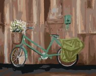 Zuty Bicykel s košíkom kvetov, 40x50cm plátno napnuté na rám - cena, srovnání