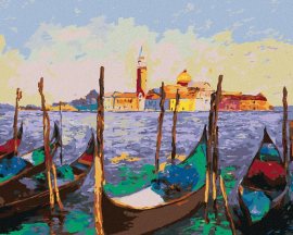 Zuty Gondoly v Benátkach, 40x50cm bez rámu a bez napnutia plátna