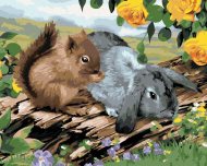 Zuty Maľovanie podľa čísel Veverička a zajac na pni (Howard Robinson), 40x50cm bez rámu a bez napnutia plátna - cena, srovnání