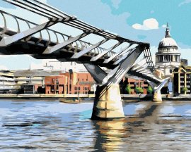 Zuty Millennium Bridge v Londýne, 40x50cm plátno napnuté na rám