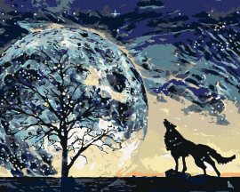 Zuty Vytie vlka na planétu, 40x50cm vypnuté plátno na rám