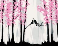 Zuty Vtáčia romantika v lese, 80x100cm bez rámu a bez napnutia plátna - cena, srovnání