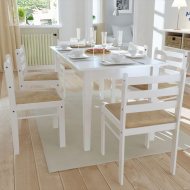 vidaXL Jedálenské stoličky 6 ks biele masívne drevo a zamat 272092 - cena, srovnání