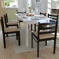 vidaXL Jedálenská stolička 6 ks hnedé masívne drevo a zamat 272091 - cena, srovnání