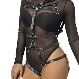 Subblime Fetish Body Harness Adjustable Straps Leather