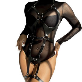 Subblime Fetish Full Body Harness with Leather Buckles