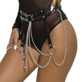 Subblime Fetish Leather Ring Chainbelt